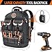 Tool Bag Backpack - Heavy Duty Tool Backpack, HVAC Tool Backpack Bag Organizer, Electrician Tool Bag with Laptop Compartment, Waterproof & Slip-Resistant Molded Base, Combination lock & 1680D - Black