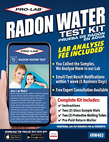 ProLab Radon in Water Test Kit. Emailed Results Within 1 Week. Includes Lab Fees & Return Mailer, 1.8 Ounce