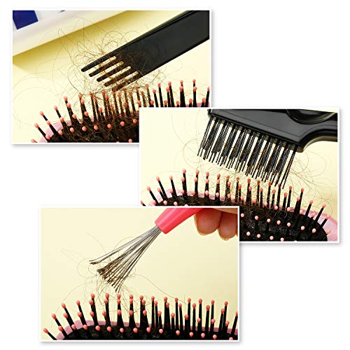 4 Pieces Hair Brush Cleaning Tool Comb Cleaner Brush Hair Brushes Cleaner Comb Mini Hair Brush Comb Cleaning Brush Hair Brush Cleaner Tool For Removing Hair Dust Home Salon Use (Pink Plastic Handle) #TOP4