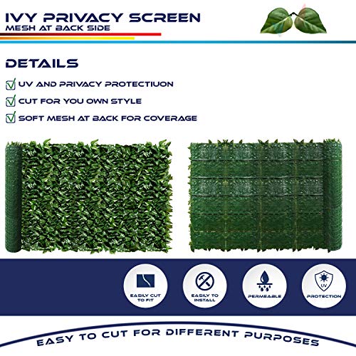 Windscreen4less 58"x117" Faux Leaf Privacy Fence Screen Artificial Laurel Leaves Fence Cover Wall Decoration for Patio Porch Deck Balcony Yard Indoor Outdoor