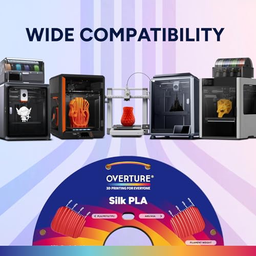 Image of OVERTURE Silk PLA Dual Color Filament 1.75mm, Bi-Color Shiny PLA Finish, Smooth & Glossy, 1kg Spool (2.2lbs), Ideal for Cosplay Jewelry & Home Decor (Silk Red-Gold)