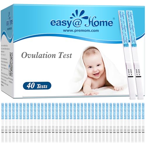 Easy@Home Ovulation Test Strips Fertility Test Kit, Powered by Premom Ovulation Predictor iOS and Android App (40LH)