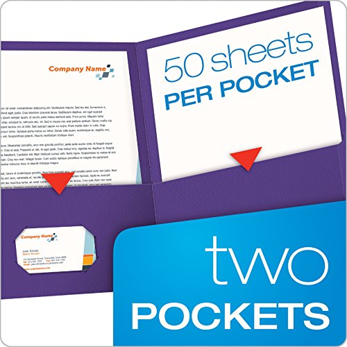 Oxford Twin-Pocket Folders, Textured Paper, Letter Size, Purple, Holds 100 Sheets, Box of 25 (57514EE), 8-1/2 x 11 (Pack of 2) - Thumbnail 2