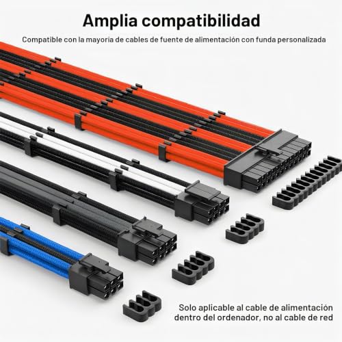 Miniatura 2 de Ztolbriy Peines De Cable 24 Unidades, Organizador De Cables Profesional Con Portacables Y Clips, Compatible Con 24 8 6 Pines Para Pc Negro
