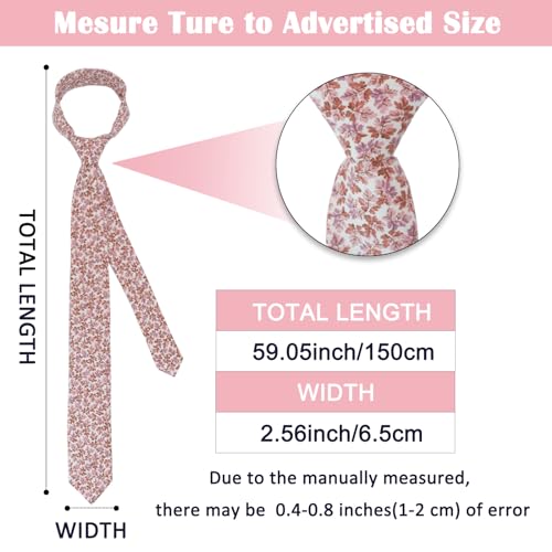 Image of Mantieqingway Men Skinny Tie Cotton Floral Necktie for Wedding Groomsmen Tie