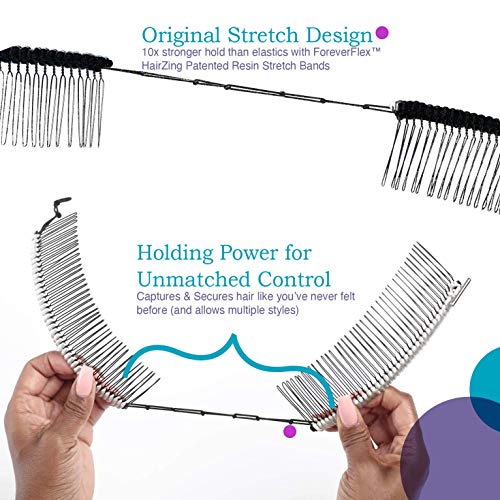 Banana Hair Clip For Thick Curly Hair - Stretch & Adjust, Comfy, Damage & Crease-Free All-Day Hold For Heavy Hair, Updo's In Seconds - Easy Updo's, Fro-Hawks, Ponytails (Black Satin Cord W/Bead Closure) #TOP7