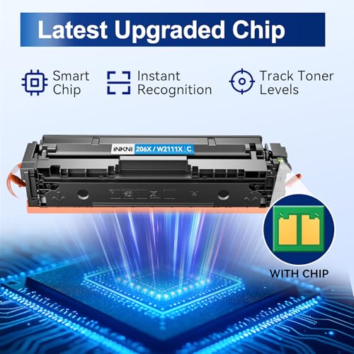 Image of InkNI 206X Toner Cartridges 4 Pack High Yield Compatible Replacement for HP Color LaserJet MFP M282nw M283fdw M283cdw Pro M255dw Printer|206A 206 206X Toner Set BK /C /M /Y|W2110X W2110A