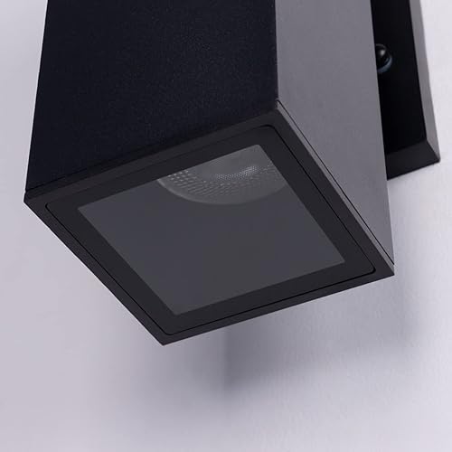 Miniatura 7 de mirrea Lámpara moderna para porche al aire libre en 2 luces con tubo rectangular de aluminio y cubierta de vidrio templado, aplique de pared