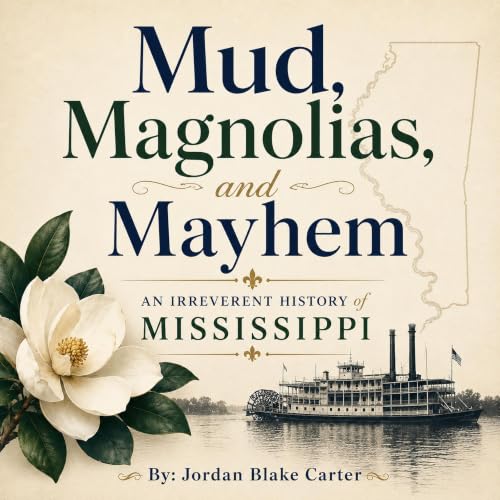 Diseño de la portada del título Mud, Magnolias, and Mayhem