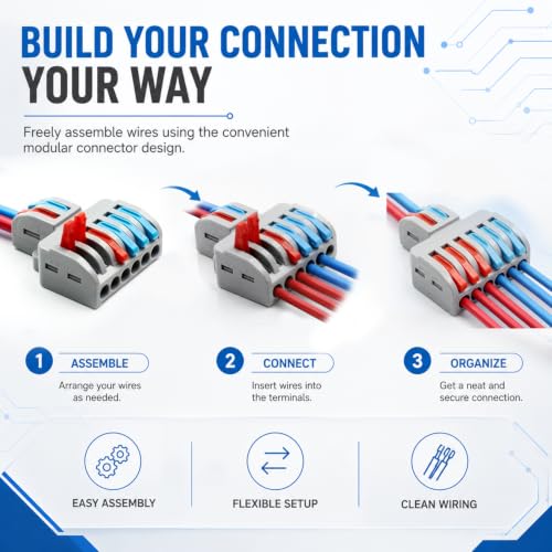 Image of XELYTON Wire Clip Connector, Universal Connection Terminals, Circuit Inline Splices Electric Connectors, Quick Connect & Freely Assemble Electrical Splicing Kit for Compact (2 in 6 Out, 3)