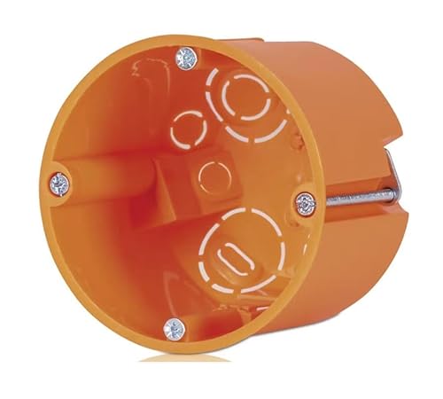 Generisch Hohlwanddose Unterputz Ø 68 mm - 60 mm tief - orange - 25 Stück - IP30 - UL 94-5VA - Kunststoff - Einschrauben