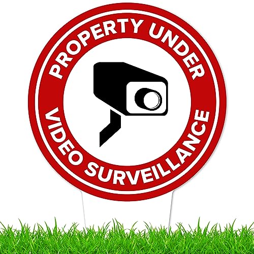 Image of Property Under Video Surveillance Sign, 11x21, Heavy Duty Integrated Ground Stakes, Indoor /Outdoor Use, Rust Free Aluminum Composite, Made in USA by My Sign center