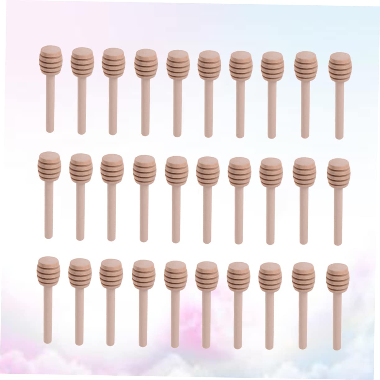 CIYODO 30pcs Wooden Honey Stick Mini Honey Dipper Sticks Bulk Honey- Stir Sticks Honey Dipper Decor Honeycomb Sticks Honey Spoons Bulk Jars Honey Small Jam Honey Stirring Spoon