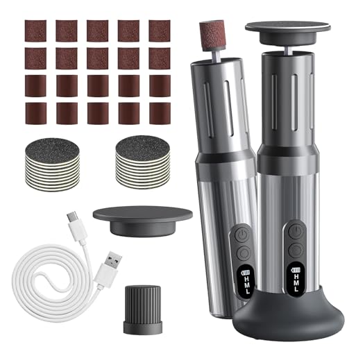 Hornhautentferner Elektrisch, 2 in 1 Elektrischer Hornhautentferner mit 6 Einstellbare Geschwindigkeit, SOARFLY Hornhautentferner mit Ladestation, Hornhaut Entfernen Fuß zur Fuß Handpflege, Grau