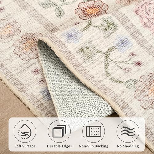 Tapete decorativo floral lavable 5x7 suave y antideslizante miniatura 6