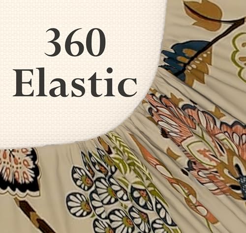Image of DECOREZA 320 TC Cotton Feel All Around Premium Elastic Fitted Bedsheet Single Size, Bedsheet for Single Bed with 1 Pillow Covers, Size - 36 x 78 (Anokhi Beige)