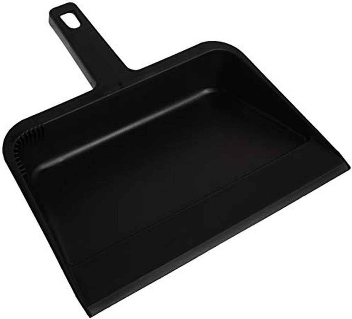 Genuine Joe 12" Heavy-Duty Plastic Dust Pan – Durable Black Design for Home & Commercial Cleaning, 1 Count | Ultimate Pickup for Debris & Small Particles | Convenient Storage & Long-Lasting