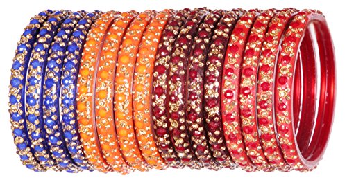 Image of NMII Fancy Glass Bangle Set For Women & Girls | Kada Bangles For Daily Use | Kaanch Ke Kade | Multicolor Kada Set | Chudi For Women | Fancy Women's Bangles For Wedding, Party & Gift