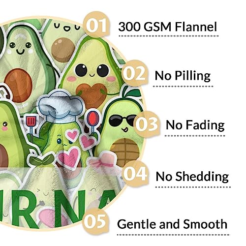 Blanket for Girls - 60"x80" Personalized Cute Avocado Throw Gifts - Colorful Soft Fuzzy Blankets for Bed, Couch & Living Room