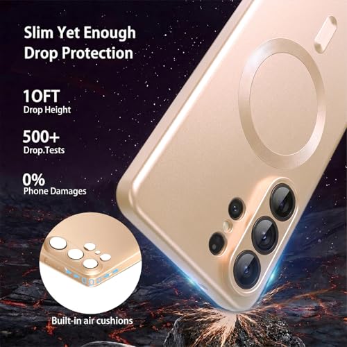 ankofave Magnetic for Samsung Galaxy S26 Ultra Phone Case, Luxury Matte Soft Silicone Metallic Luster Design, Built-in Camera Lens Protector, Enhanced Shock Absorption Phone Cover 6.9"-Champagne Gold by ankofave - Used condition - Image 4
