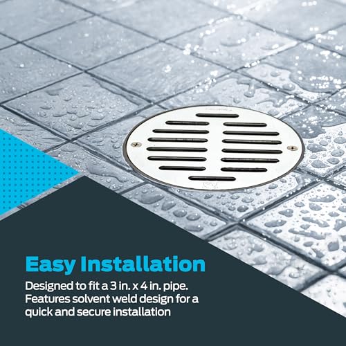 Image of EZ-FLO 3 Inch x 4 Inch ABS General Purpose Drain with Stainless Steel Strainer, 15324