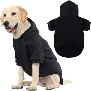 KOOLTAIL Basic Dog Hoodie Soft and Warm Dog Hoodie Sweater with Leash Hole and Pocket Dog Winter Coat Cold Weather Clothes Sweatshirt for Small Medium Large Dogs Puppy Cat Boys Girls Black L
