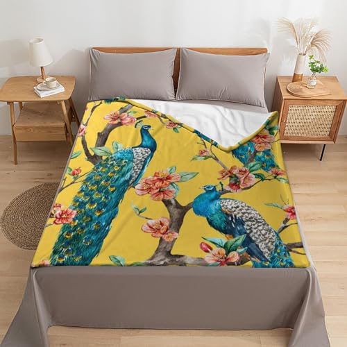 Couverture paon en flanelle douce jeté de lit qualitatif - 6