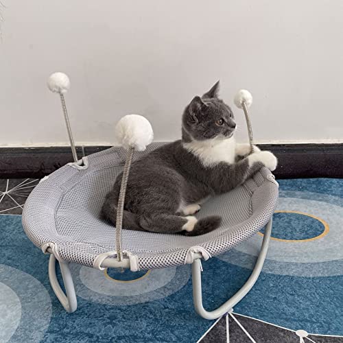 Babyezz Cat And Dog Hammock Bed,Comfortable And Breathable Elevated Cat Bed,Detachable Portable Indoor/Outdoor Pet Bed, Suitable For Cats And Small Dogs (Grey) #TOP3