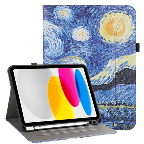 Vakarey Funda para Samsung Galaxy Tab S10 Fe con Soporte para Lápiz Antigolpes Funda Tablet para Samsung Tab S10 Lite 5G,Cielo Estrellado
