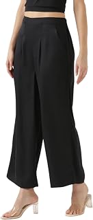 GRECIILOOKS Linen Ankle Length Casual Trousers for Women | Regular Fit Linen Pants with Elastic Closure | Summer Loose Fit... Price In India