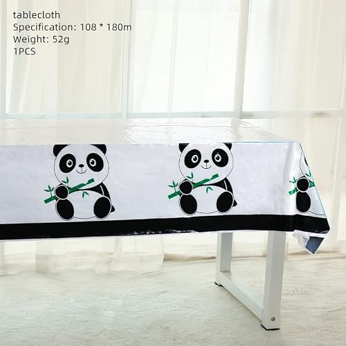 Panda Theme Party Supplies Kit Serves 10 Guests, Fashion Birthday Party Supplies Include Happy Birthday Banner Satin Sash Straws Napkins Plates Cups Utensils Table Cloth #TOP6