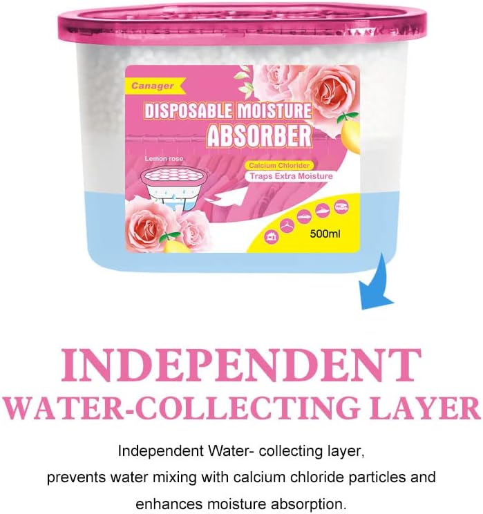 CANAGER Moisture Absorber Box, Lemon Rose-6 packs, Dehumidifier for Closet, Bedroom and Kitchen, Odor Eliminator,Moisture Absorber 12.5 oz.