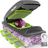Mueller 4 Stainless Steel Blade Pro Series Vegetable Chopper — Heavy Duty Multifunctional Fruit Slicer, Dicer and Cutter with Silicone Grip Non Slip Container — Home Essential Kitchen Gadget