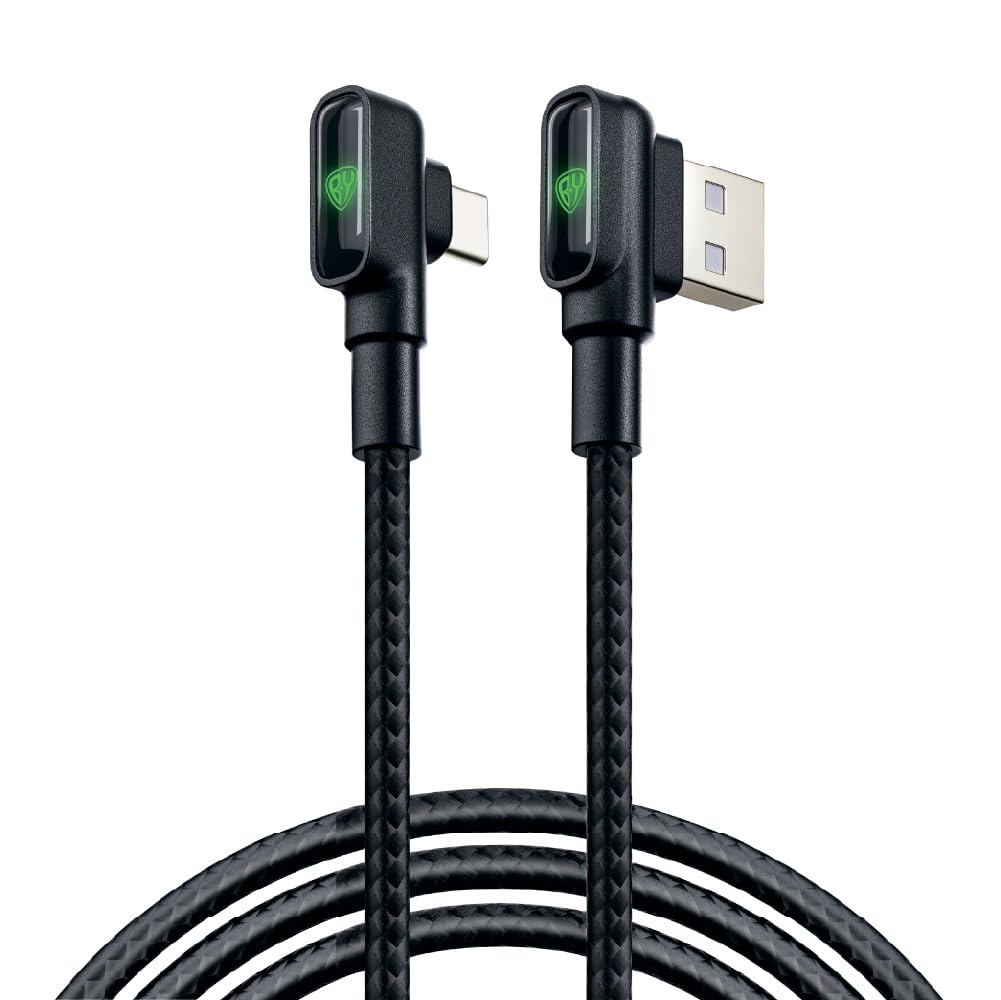 BYWORLDOriginal USB A to USB C Cable, Type C Fast Charging Cable QC3.0, Data Transfer L Shape Type C Cable,Strong Fabric Braided, 1 Meter, Compatible with most USB-C devices (Black)