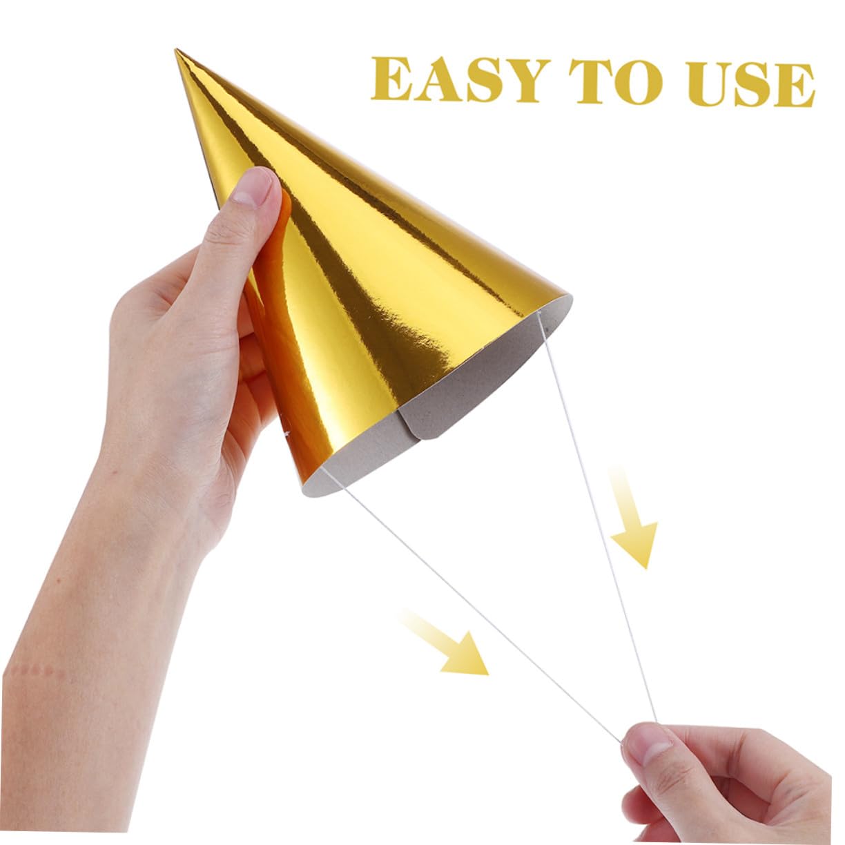 Mikinona 60 Piezas Sombreros de Fiesta Metálicos para Sombreros Cónicos de Papel para Cumpleaños con Diseño Brillante Accesorios para Celebraciones y Fotografía Montaje DIY