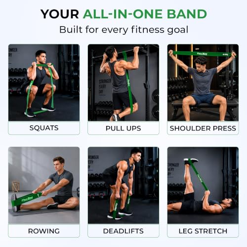 Image of FlexBee Heavy Resistance Bands for Workout, Pull Up Assist, Strength Training & Stretching | Exercise Loop Bands for Men & Women Home Gym Fitness Equipment (Green, 40-60 kg Resistance, Latex)