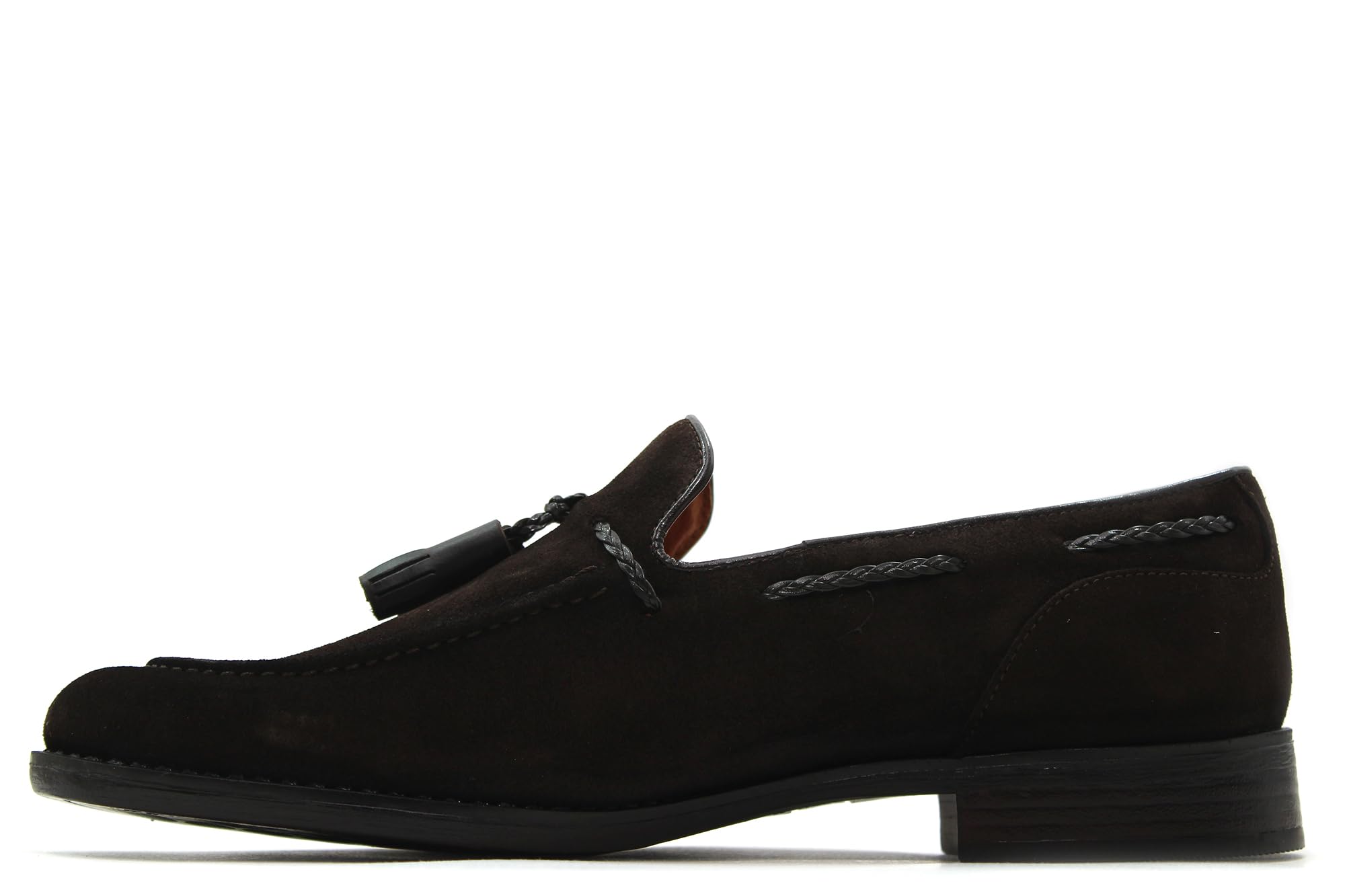 S@kut - Zapato mocasín Castellano en Piel de Ante,con borlas,Suela de Goma,tacón bajo,Elegante para: Hombre