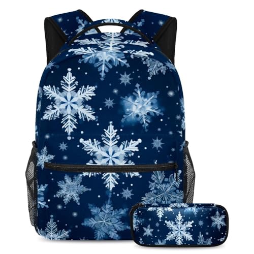 Sac à dos Noël 2 pièces avec trousse grande capacité pour écoliers et adolescents