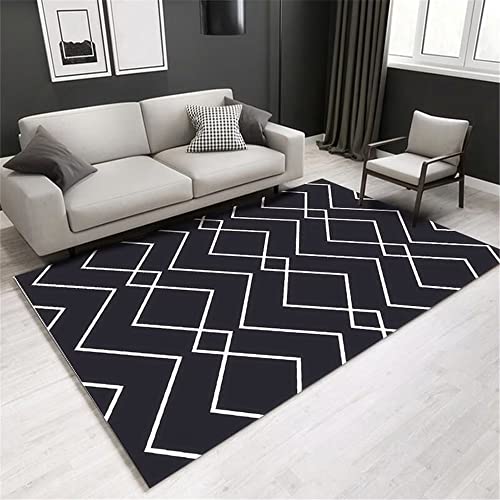 Tapis de chambre doux lavable et durable avec motif à rayures grises - 2