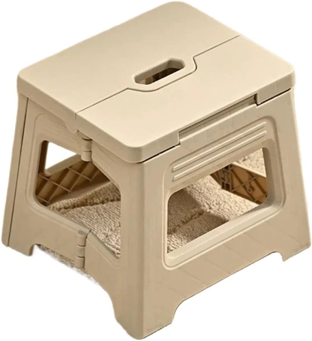 Lightweight Thickened Folding Stool,Portable Home Outdoor Camping,Simple and Integrated Design(S-White)