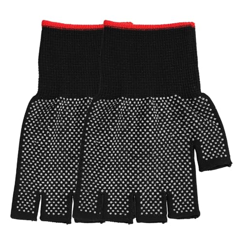 Alipis Guantes de Trabajo Antideslizantes de Nailon, Diseño Grueso y Transpirable, Medio Dedo, Color Negro, Pack 2 Unidades para Almacén, Embalaje, Conducción y Trabajo Exprés