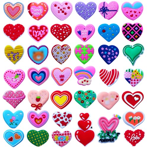 40pcs Love Hear shoe charms for Croc charms Clogs Sandals,Shoes Accessories Charms for Party Favors Gifts