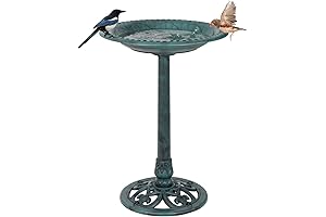 ZenStyle 28" H Resin Sitting Pair Bird Bath Pedestal Outdoor Garden Décor (Green)