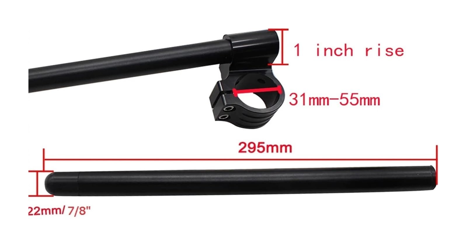 Alzas Manillar Motocicleta Manillar Elevador De Motocicleta Clip-Ons Barras De Manillar De Horquilla Clip Ons Manillar De Motocicleta Universal CNC De Aluminio(Riser Black 41mm)