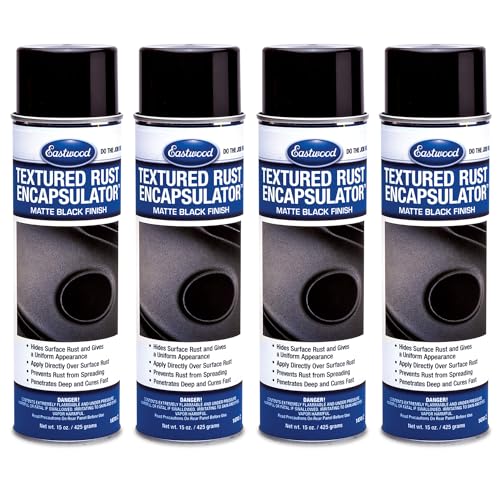 Eastwood Textured Matte Black Rust Remover Spray | Aerosol Prevents Rust Corrosion Epoxy Fortified LOW VOC Formula | 15 Oz. Textured Matte Black 4 Pack