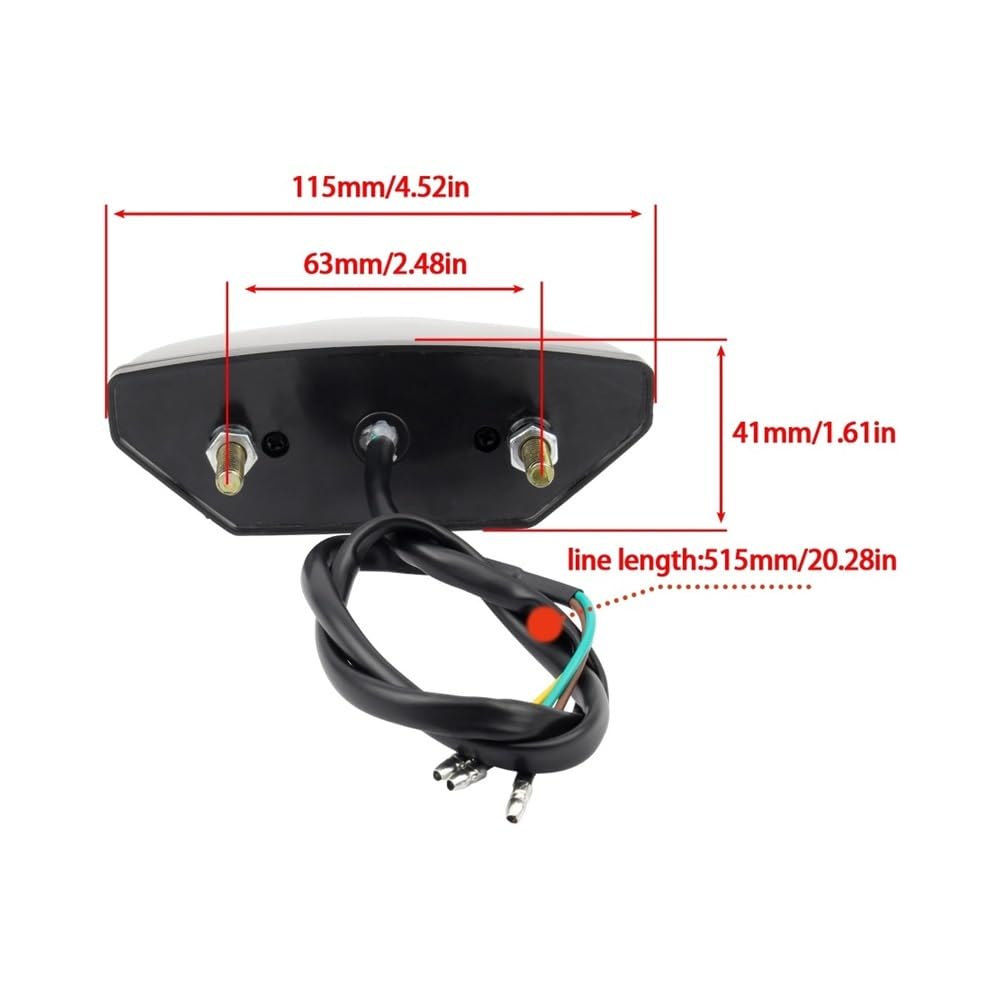 Generique Moto Arrière Lampe Feu Arrière LED Pour Moto Bobber, De Plaque D'immatriculation, Pièces Modifiées, 12V