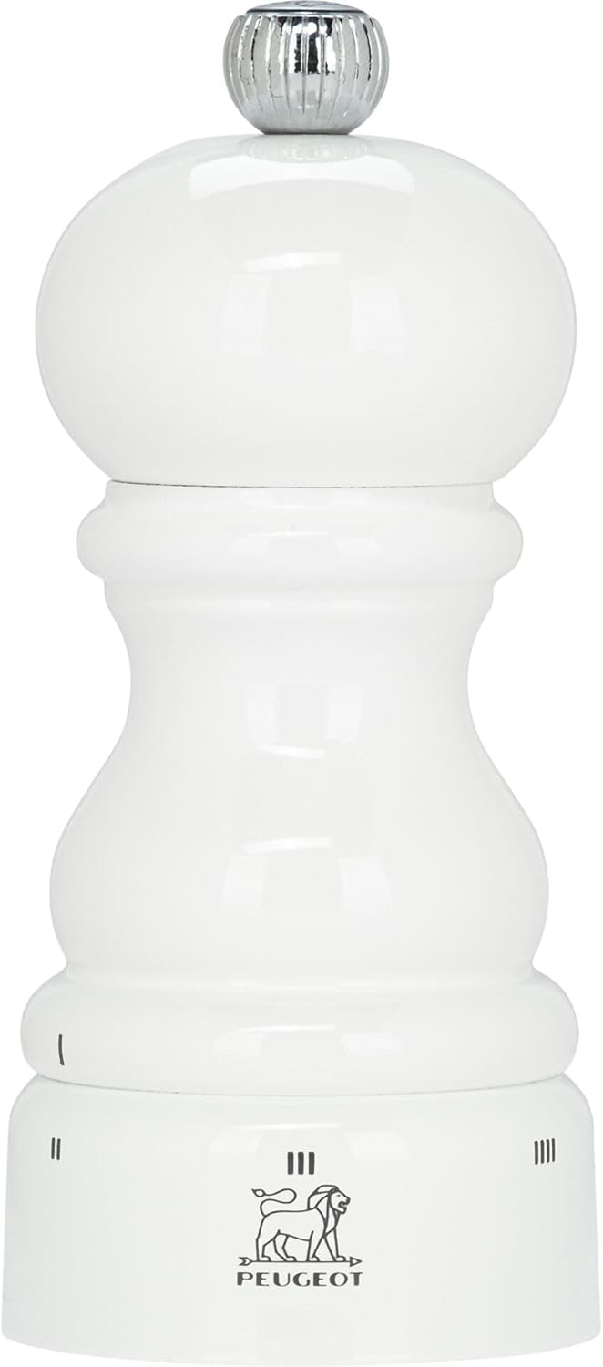PEUGEOT - Paris u'Select Zirlion Salt Mill, Wood, White Lacquer, 5 in - Adjustable Grind