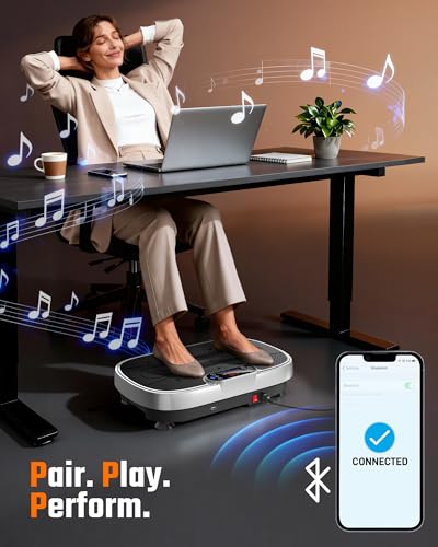 Image of Renoj Vibration Plate Exercise Machine, 3D Whole Body Vibration Platform for Lymphatic Drainage and Muscle Recovery, 455-lb Capacity Fitness Machine with Bluetooth Speaker and LED Display for Home Gym
