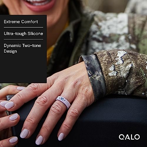 QALO Women's Rubber Silicone Ring, Eva Shockey Stackable Bead or Geo, Rubber Wedding Ring for Women, Breathable, Durable Engagement Silicone Band, Multi Colors2