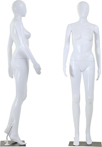 Maniquí femenino de cuerpo completo de 69 pulgadas con base de metal ajustable para tiendas de ropa, blanco